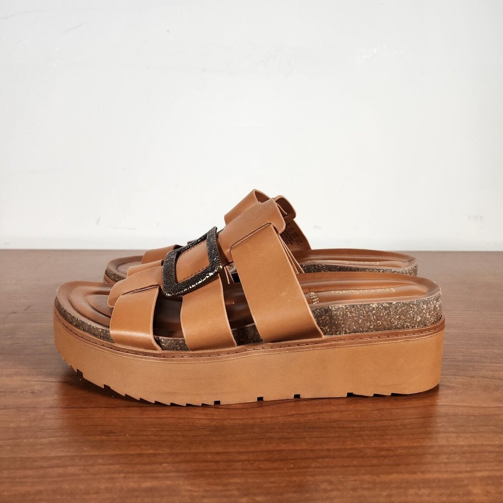 Franco Sarto Womens Patricia 2 Leather Slip On Platform Sandals Shoes Size 7.5